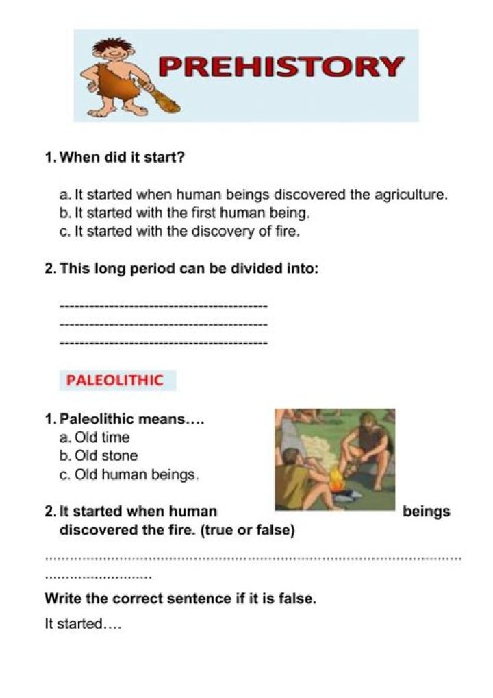 Whats a sentence for prehistory?