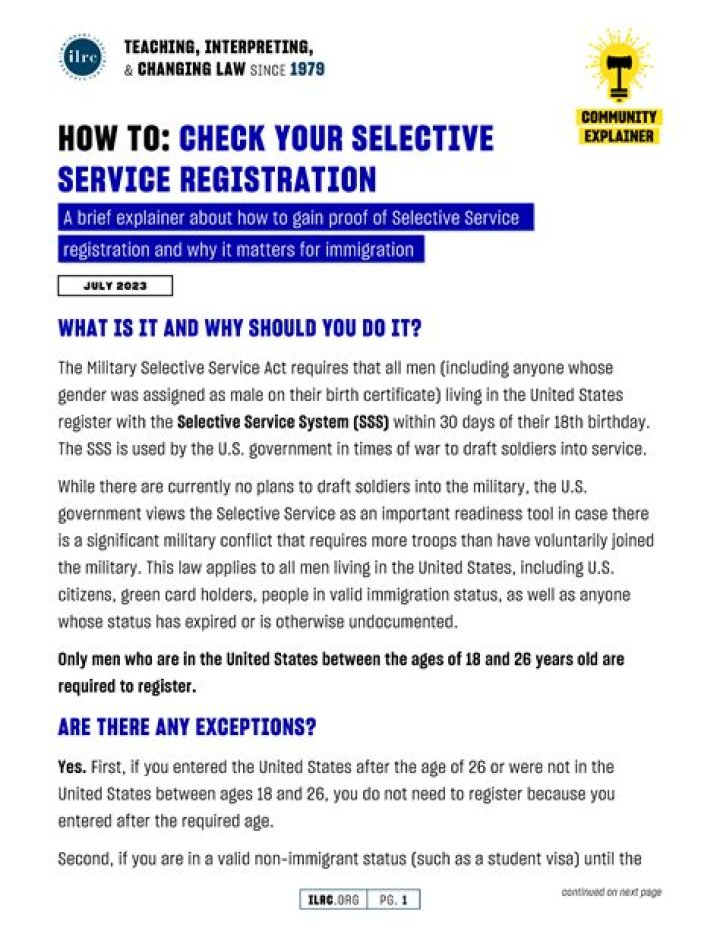 Who registers for selective service?